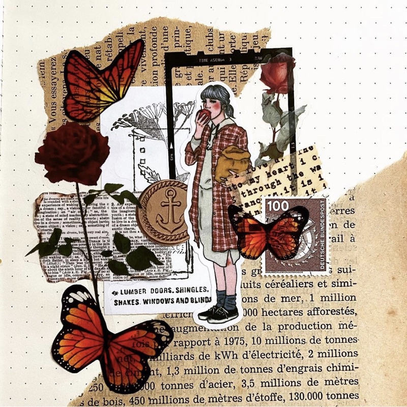 Set 21 sticker và giấy ngẫu nhiên phong cách vintage Bummie Journal
