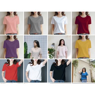 Áo Thun Nữ Trắng Trơn Cotton Co Dãn 2 Chiều, chất đẹp giao màu ngẫu nhiên