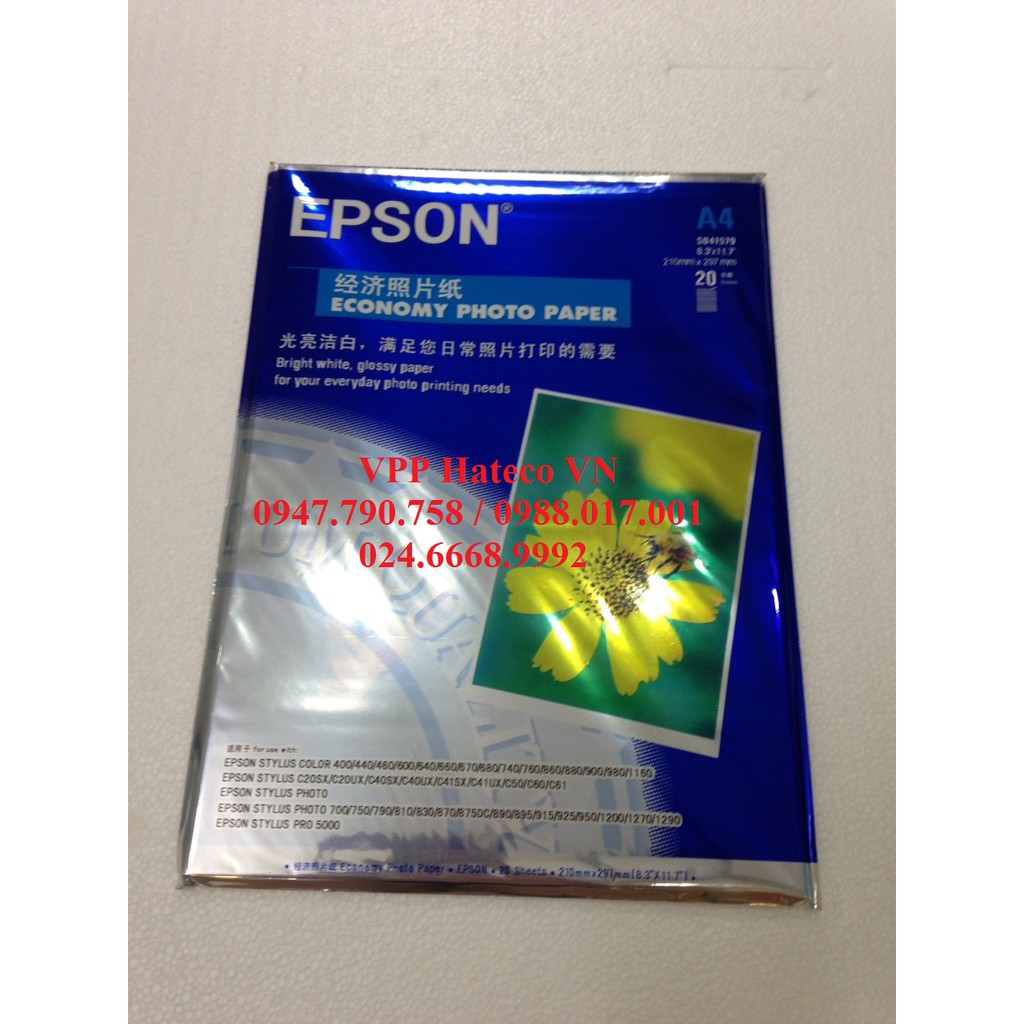 Giấy in ảnh 1 mặt hoa cúc Epson 230Gsm A4 (20 tờ/tập)