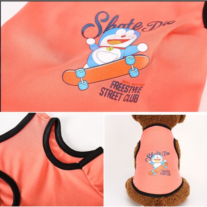 Áo Phông ba lỗ cho chó mèo chất vải đẹp họa tết mèo máy Doraemon