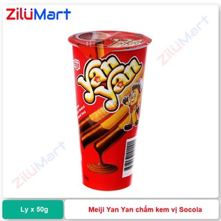 Bánh que Meiji Yan Yan chấm kem vị socola ly 50g