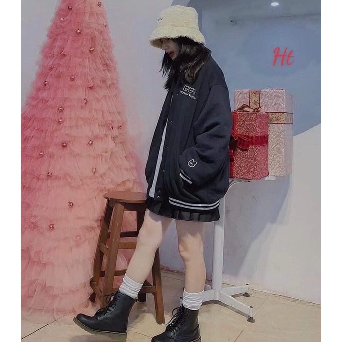 Áo bomber đen 3 gấu in tay H2A877