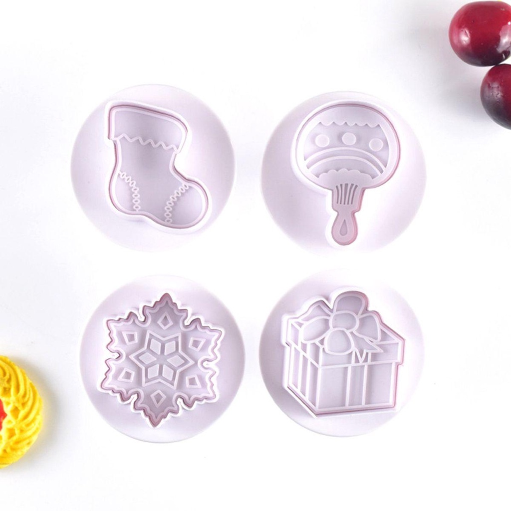 Bộ Khuôn Cắt Bánh Quy Bằng Nhựa Hình Giáng Sinh 3D DIY