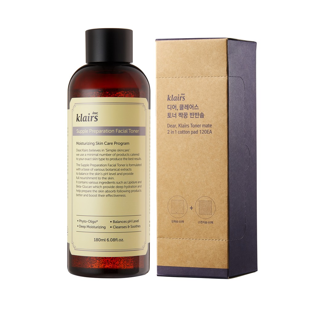 Nước Hoa Hồng Klairs Supple Preparation Facial Toner 180ml cho Da Nhạy Cảm