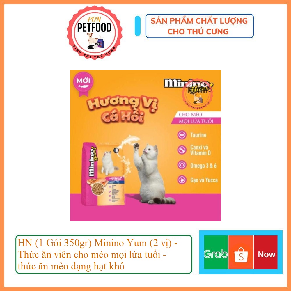 HN (1 Gói 350gr) Minino Yum (2 vị) - Thức ăn viên cho mèo mọi lứa tuổi - thức ăn mèo dạng hạt khô