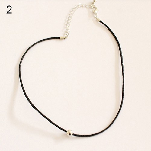 Vòng cổ choker giả da phối hạt thời trang