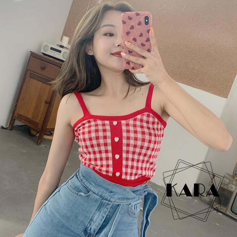  Áo Croptop Dệt Kim Hoạ Tiết Kẻ Ô Phong Cách Cổ Điển | BigBuy360 - bigbuy360.vn
