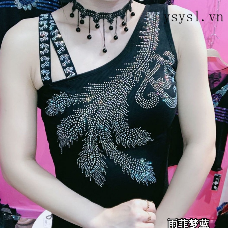 Áo Hai Dây Dáng Ôm Đính Kim Cương Giả Phong Cách Châu Âu Hàng Mới 2022