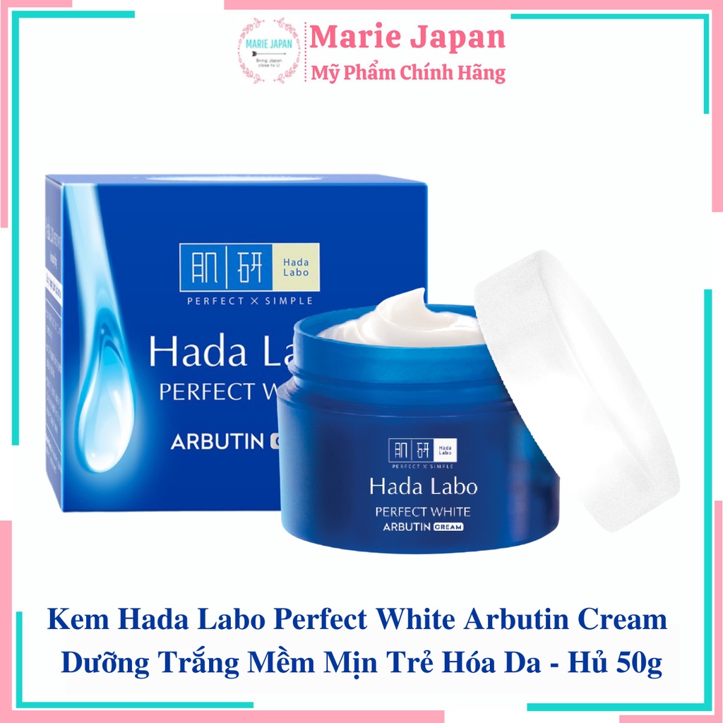 Kem Hada Labo Perfect White Arbutin Cream Dưỡng Trắng Mềm Mịn Trẻ Hóa Da - Hủ 50g