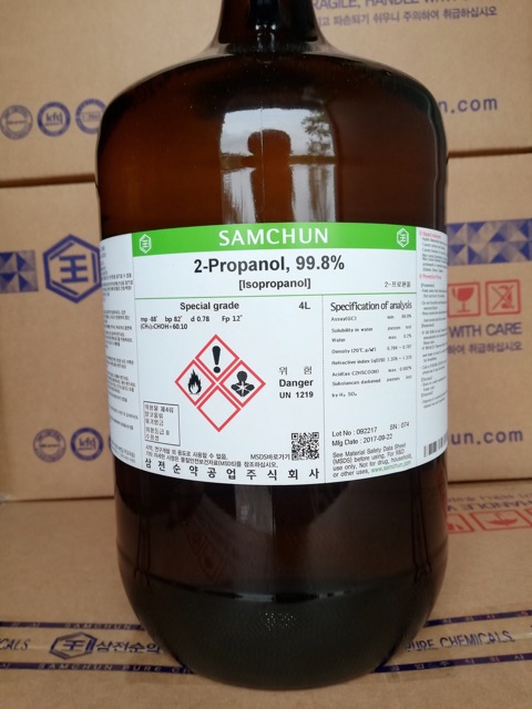 Hóa chất 2-Propanol 99.8% P3593 Samchun Hàn Quốc chai 4 lít isopropyl alcohol IPA
