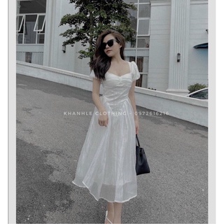 Đầm dự tiệc chụp kỷ yếu dạo phố màu trắng, chất đẹp như hình vải may 2 lớp xinh mịn sang chảnh