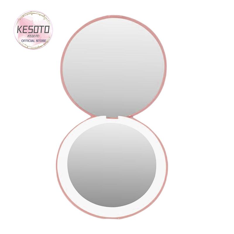 Gương Trang Điểm Cầm Tay Hình Tròn Có Đèn LED Tiện Dụng Mang Theo Du Lịch Cho Nữ