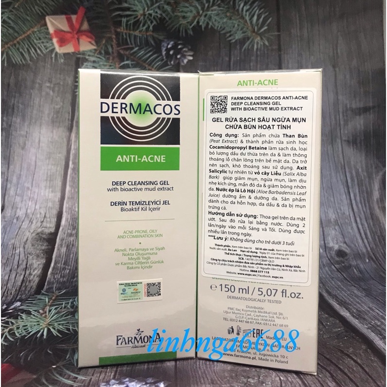 DERMACOS - Gel rửa sạch sâu ngừa mụn chứa Bùn hoạt tính
