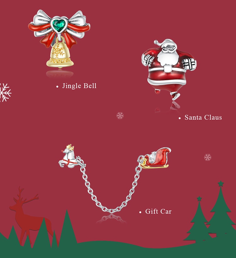 Hạt Cườm Bamoer SCC1668 Chính Hãng Bạc Thật 925 Hình Chuông Giáng Sinh Kim Loại Làm Vòng DIY