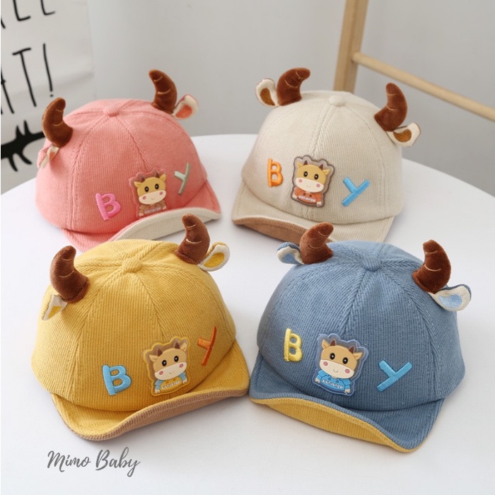 Mũ nón lưỡi trai mềm gắn sừng trâu đáng yêu cho bé MH128 Mimo Baby