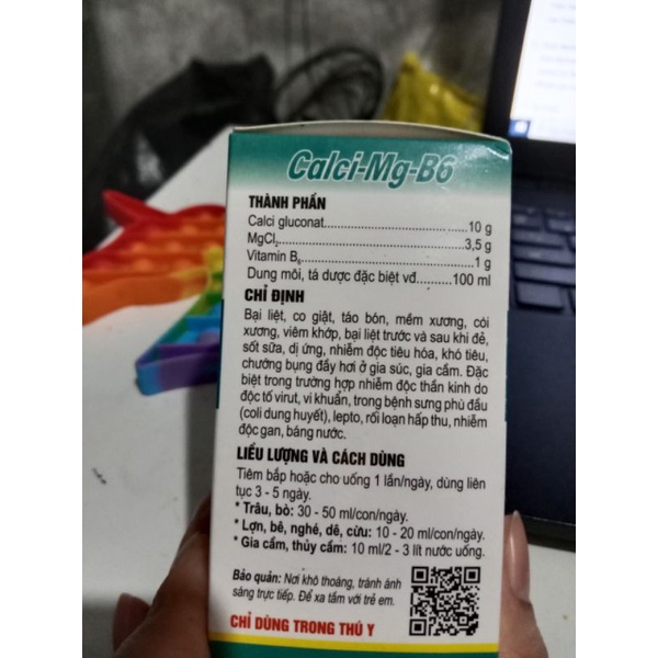 Ca mg b6 canxi bai liệt, táo bon, thú chửa, giun chân chó mèo gà chim lợn chướng bụng đây hơi, trâu bò dê, co giất