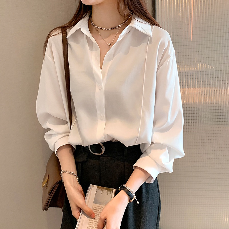 Áo Sơ Mi Trắng Tay Dài Phong Cách Retro hàng Quảng Châu Cao Cấp aimeehouse