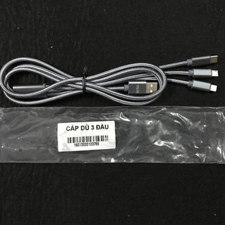 Cáp Dù 3 Đầu Cho IPhone/ Oppo/Samsung Cáp sạc điện thoại Lightning Micro USB TypeC