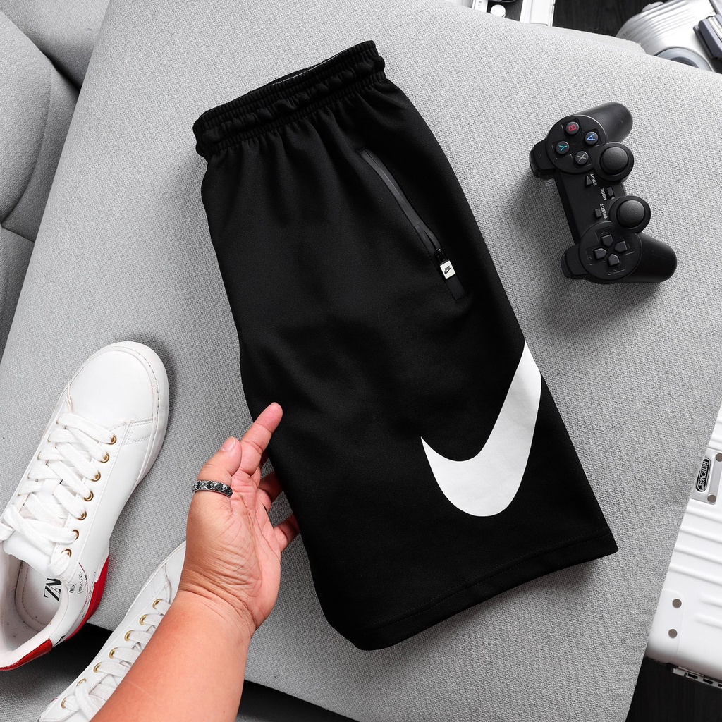 Quần short thể thao chạy bộ/tập gym chất thun PC dày dặn, co giãn, 3 túi khóa kéo 10220