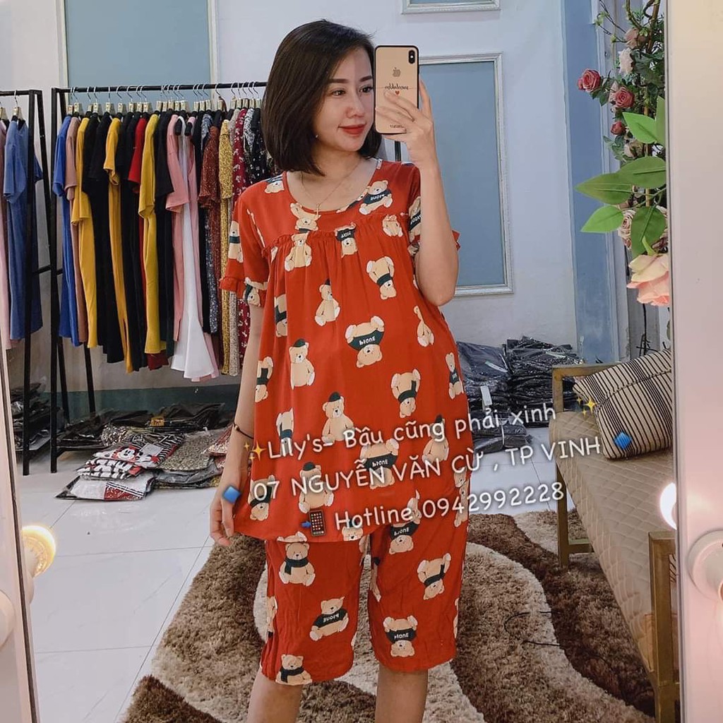 bộ đồ bầu chất lanh mặc nhà siêu mát ( nhiều mầu)