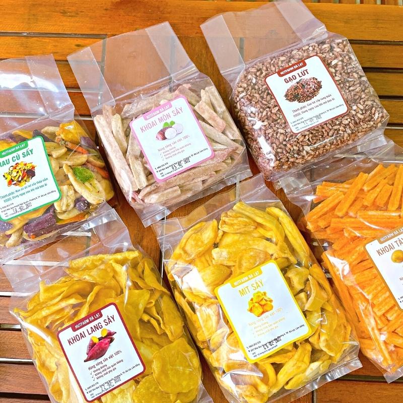 Chuối sấy không đường giòn ngọt tự nhiên 500gr NutiFarm hoa quả sấy đặc sản đà lạt