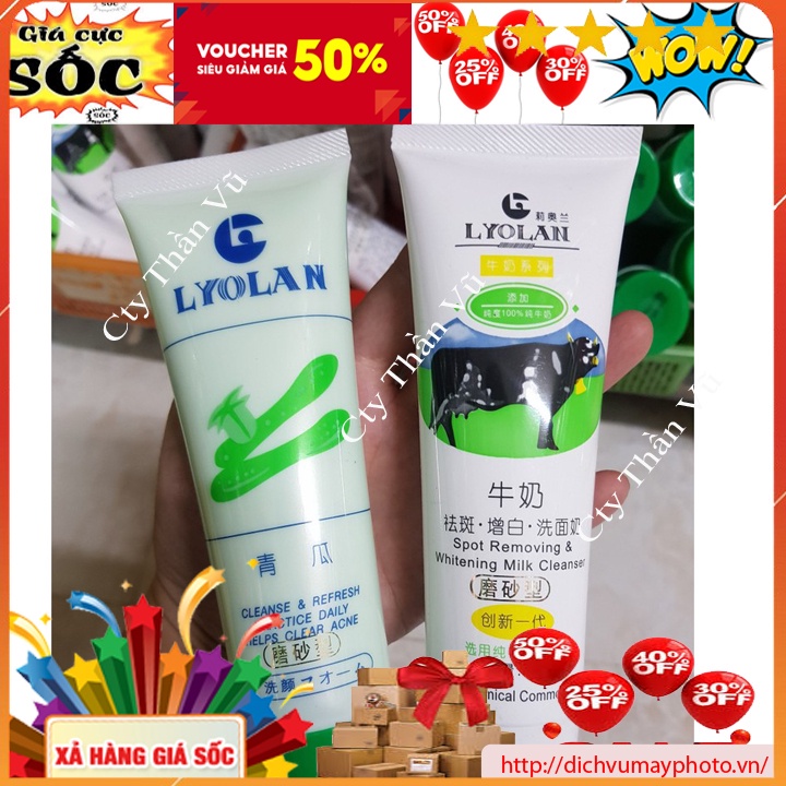 Sữa rửa mặt con bò Lyolan dưa leo lyolan Hàng Nhập Khẩu Chất Lượng loại bỏ vảy tế bào khô, mụn cám và bụi bẩn