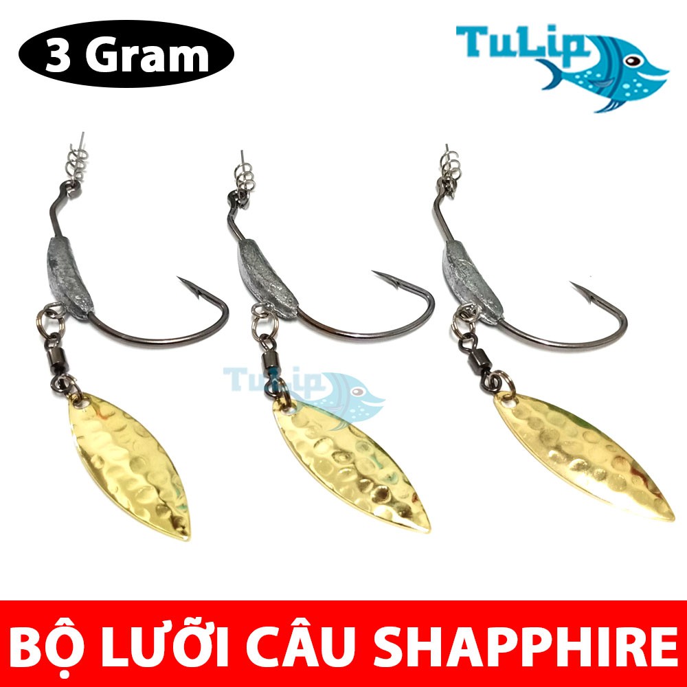 Bộ 3 Lưỡi Câu Lure SHAPPIRE 3 Gram Siêu Sắc Bén - Lưỡi Câu Cá Lóc. Cá Chép, Cá Trê,.. - Made In Japan