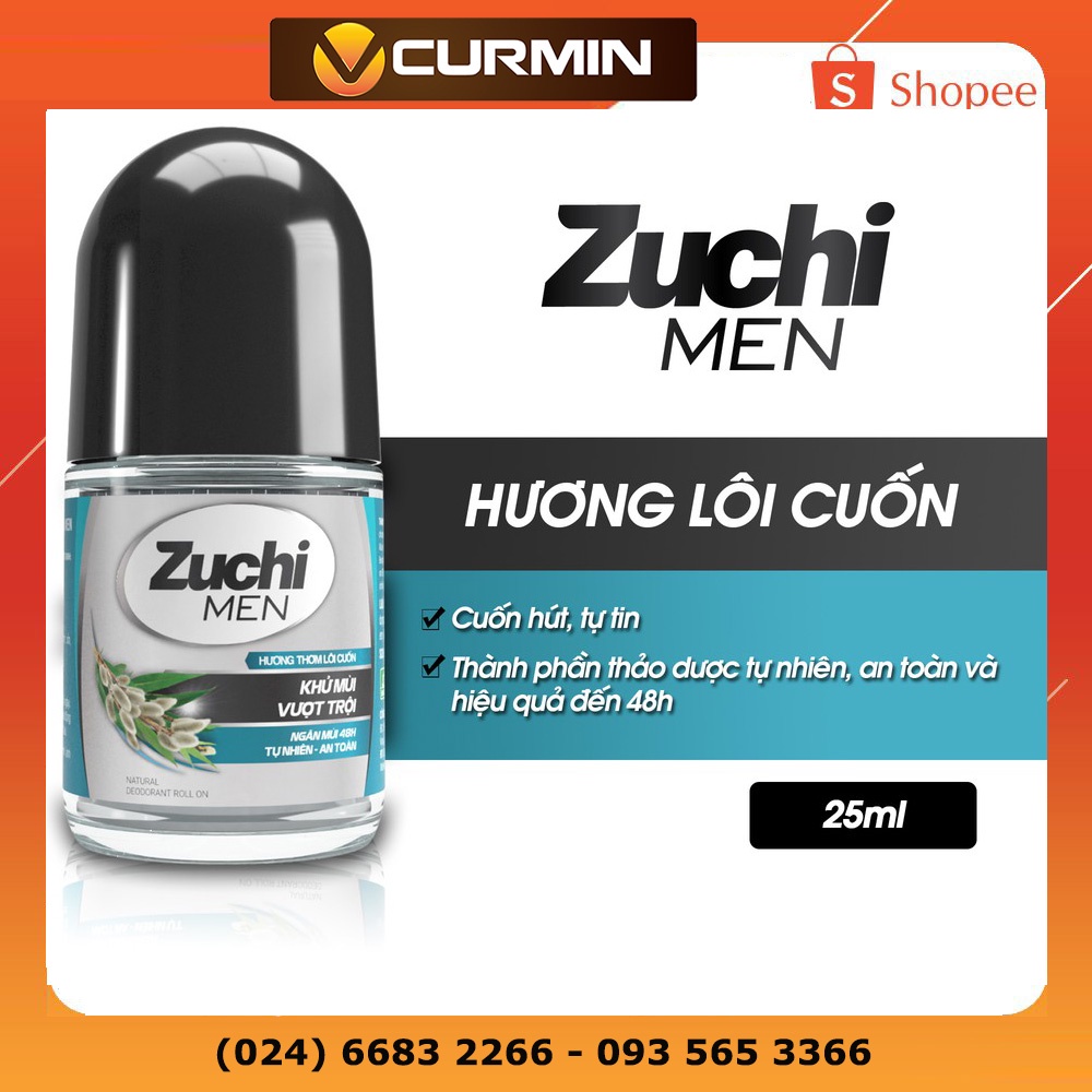 Lăn Khử Mùi Zuchi (Men) Hương Lôi Cuốn 25ml