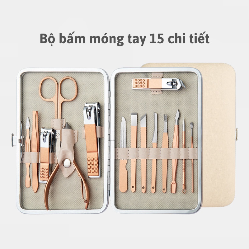Bộ Dụng Cụ Bấm Móng Tay 15,18 món, Bộ Cắt, Bấm Dũa Móng Tay, Nail Care Cao Cấp