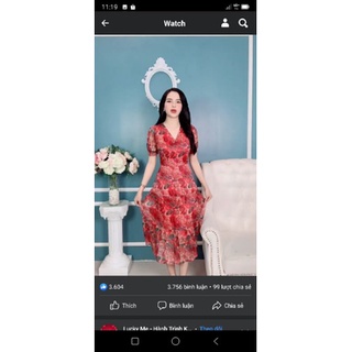 Đầm hoa nhí cổ V
