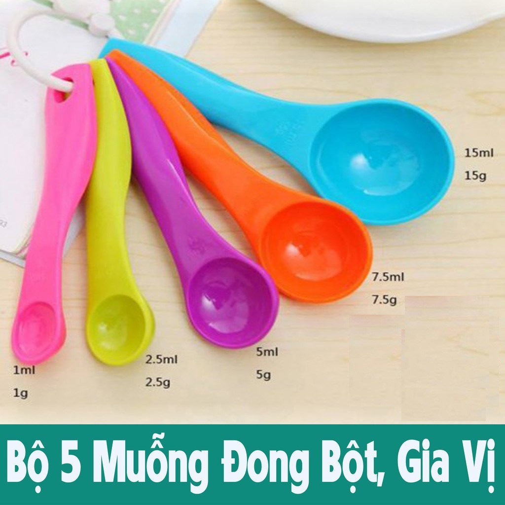 Sỉ 6.5k - Set 5 muỗng đong gia vị để làm bánh, đồ ăn dặm cho bé