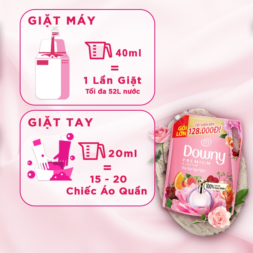 Nước Xả Vải Downy Đóa Hoa Ngọt Ngào/ Đóa Hoa Thơm Ngát Túi 3.5L