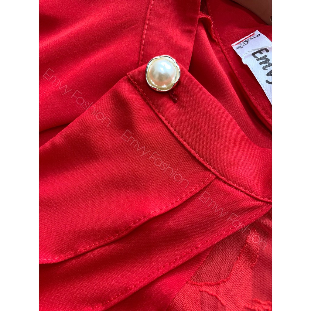 [Mã WASTUP giảm 10% tối đa 30K đơn 99K] Áo sơ mi nữ Thiết kế lụa trượt cổ trụ phối tơ hoa EMVY-A34 | BigBuy360 - bigbuy360.vn