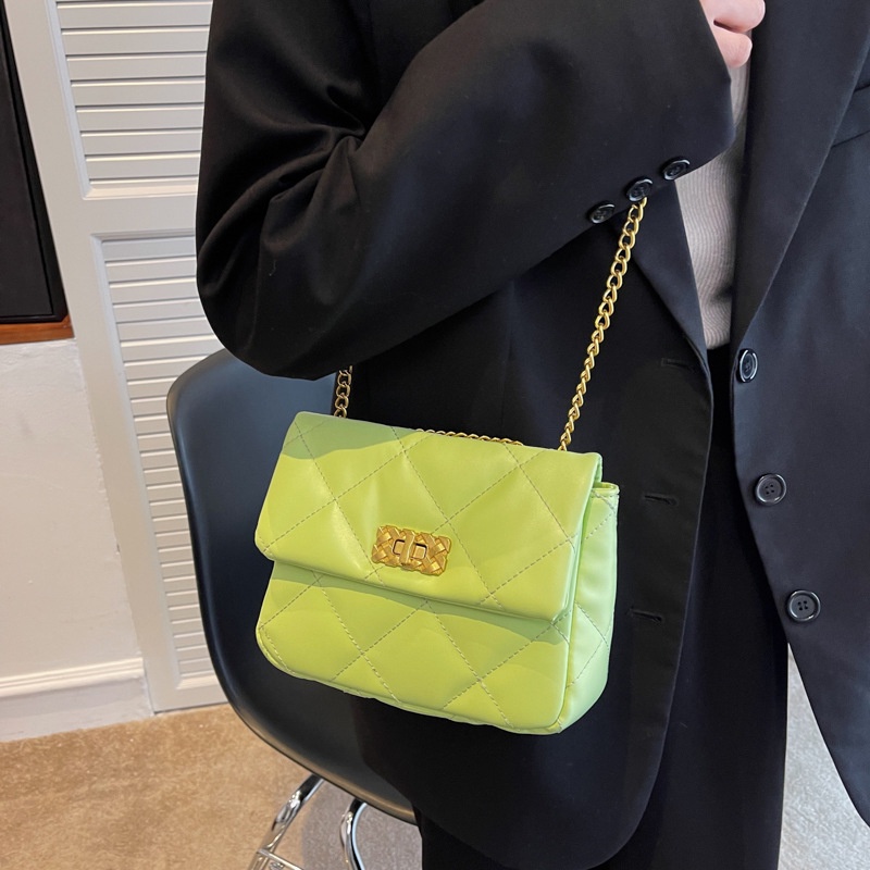 Túi đeo vai IELGY dây xích kim loại họa tiết hình thoi thời trang dành cho nữ