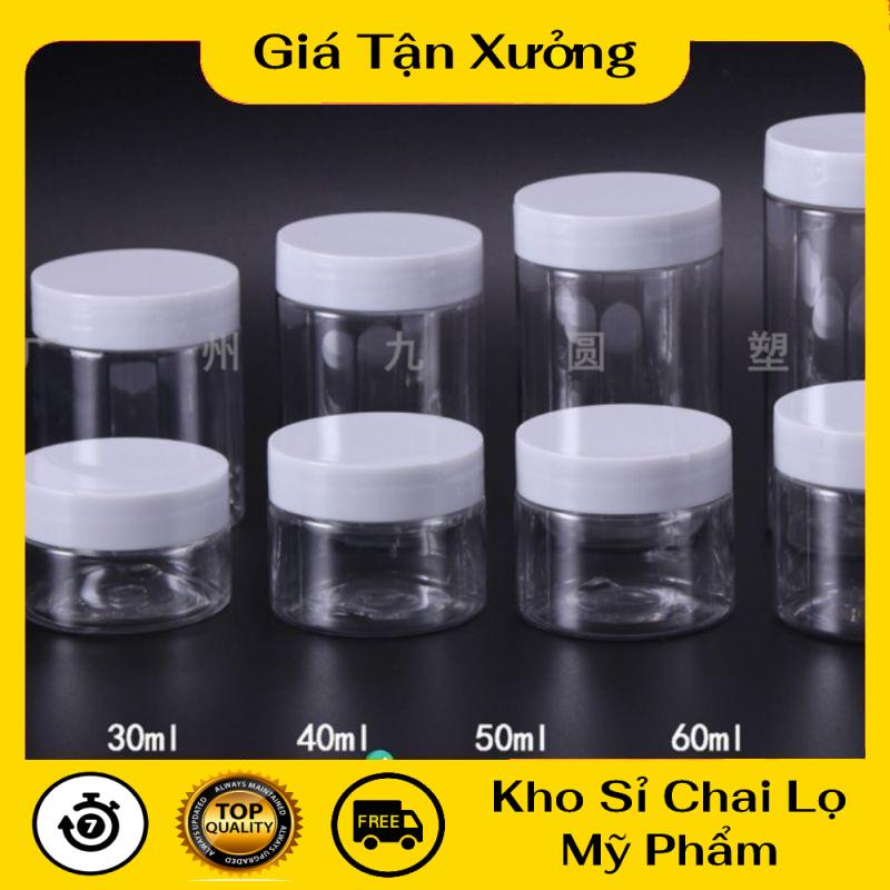 Hủ Đựng Kem ❤ Hũ nhựa pet Trong Nắp Trắng 50g 100g 200g 250g đựng kem, chiết mỹ phẩm , phụ kiện du lịch