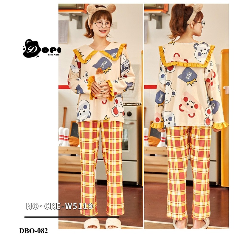 (DBO082) Đồ bộ mặc nhà thu đông dài tay CHUNKEER cao cấp