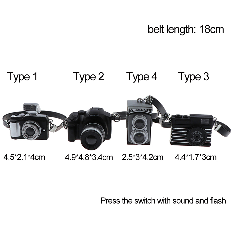 Đồ chơi máy ảnh kỹ thuật số SLR mini mini kèm thắt dây đen có đèn flash tỉ lệ 1:12 cho búp bê