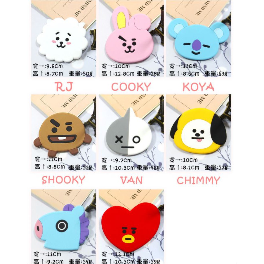 Gương cầm tay silicon BTS