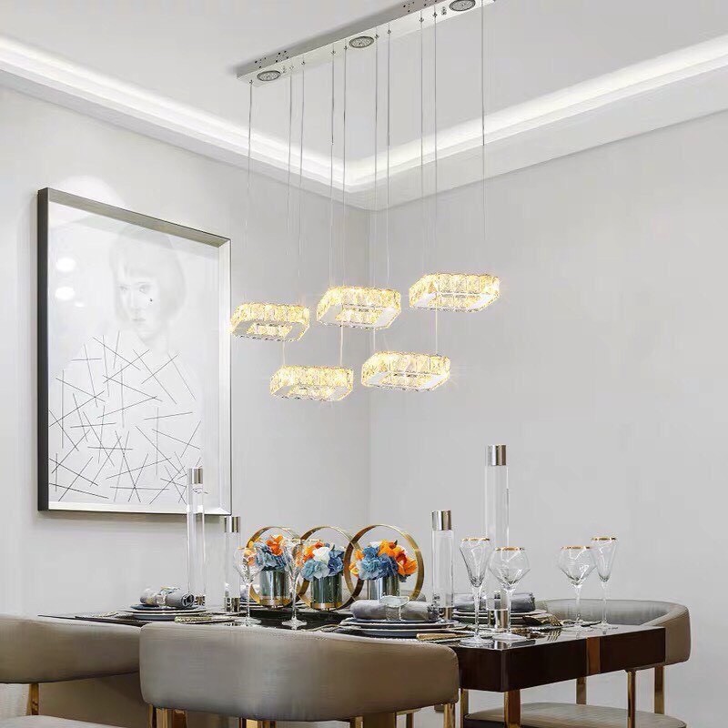 Đèn thả trần pha lê 3 ô vuông cao cấp trang trí bàn ăn , phòng bếp, bar, quán cafe TPL 3V  (Bảo hành 2 năm)