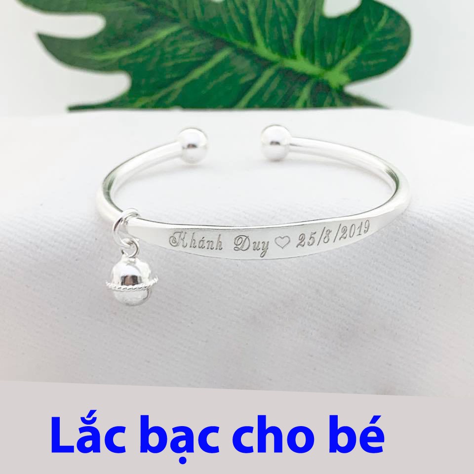 VÒNG BẠC HỞ CHO BÉ LOẠI LẮC ĐẶC BẠC TA NGUYÊN CHẤT - TRANG SỨC BẠC TRẺ EM KHẮC TÊN THEO YÊU CẦU