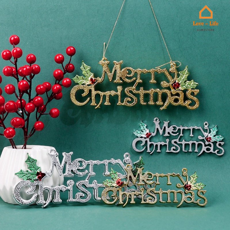 Phụ Kiện Trang Trí Giáng Sinh Hình Chữ Merry Christmas Lấp Lánh 14 / 20CM