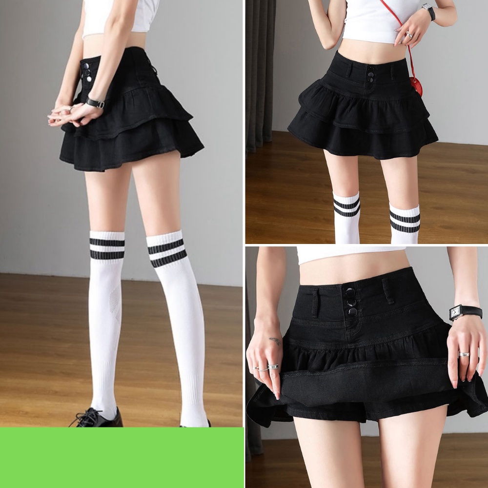 Chân váy nữ, chân váy nữ kaki 3 cúc màu trắng đen size S M L SKUCV-02C