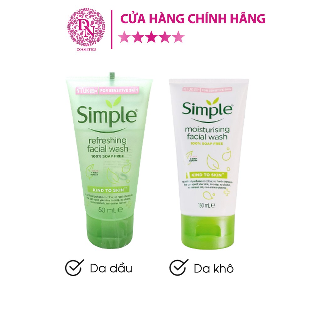 Sữa rửa mặt dạng gel làm sạch da dịu nhẹ Simple Facial Wash Kind To Skin 150ml | BigBuy360 - bigbuy360.vn