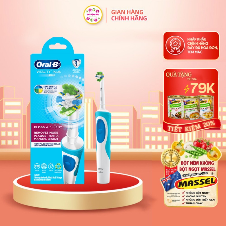 Bàn chải đánh răng điện oral-b vitality plus 2 đầu floss action Healthy Care quatangme