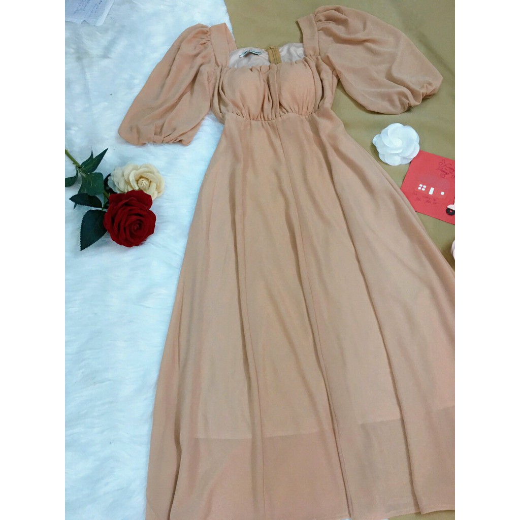 Đầm nữ tiểu thư chiffon xếp ly 2 lớp | BigBuy360 - bigbuy360.vn