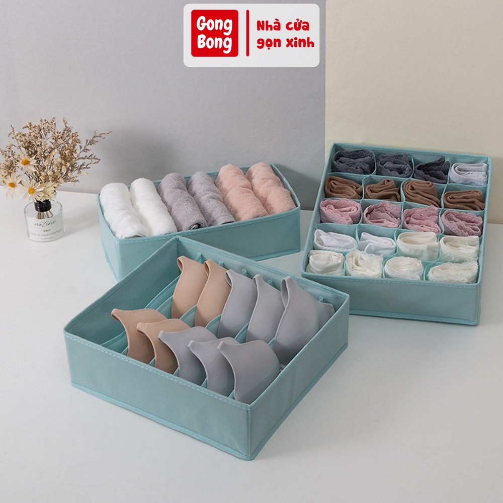 Túi hộp vải đựng đồ lót tất vớ áo ngực bra 6 7 20 ngăn VNXK vải không dệt tiện lợi tiết kiệm không gian