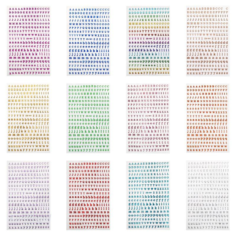 [Hàng mới về] Set 5 tờ sticker hình chữ 3d trang trí móng nghệ thuật lấp lánh