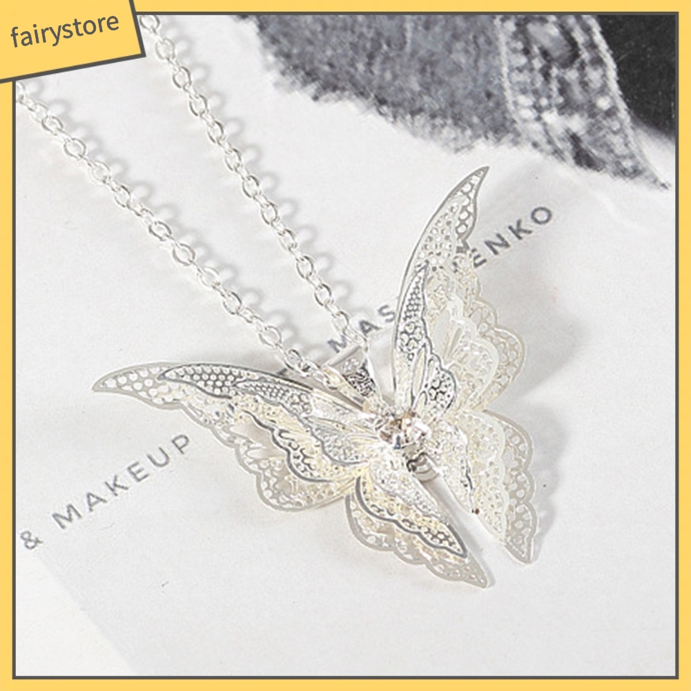 Dây Chuyền Xi Bạc 3 Lớp Mặt Hình Bướm Cho Nữ