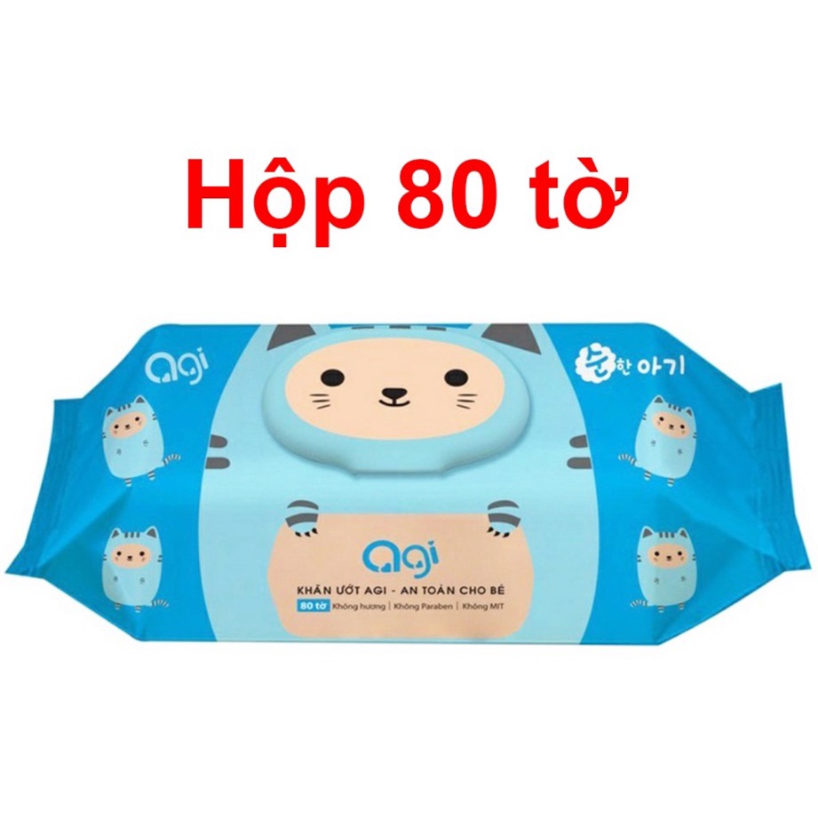 Khăn ướt Agi không mùi 80 tờ (Hàng công ty, bao bì mẫu mới)