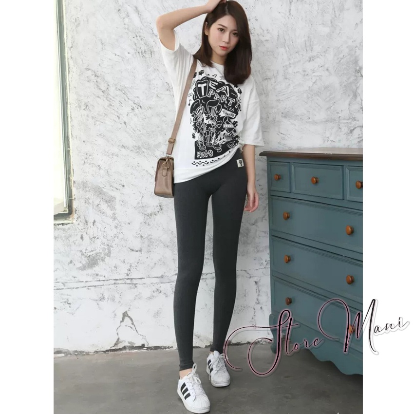 Quần nỉ mèo lót lông dáng quần legging nữ lót lông mèo cạp cao gen bụng màu đen ghi dày dặn mặc thu đông cực ấm
